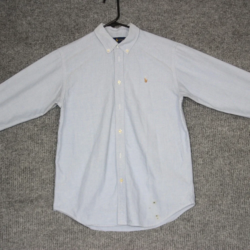 Ralph Lauren Men's Oxford Button Down Shirt Size 18 Blue Long Sleeve‎ Polo Pony